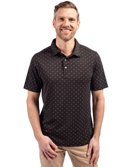Cutter & Buck Virtue Recycled Tile Print Featherlight Pique Mens Big & Tall  Polo