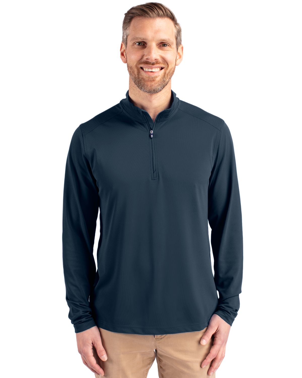 Cutter & Buck Virtue Recycled Featherlight Pique Mens Quarter Zip Pullover