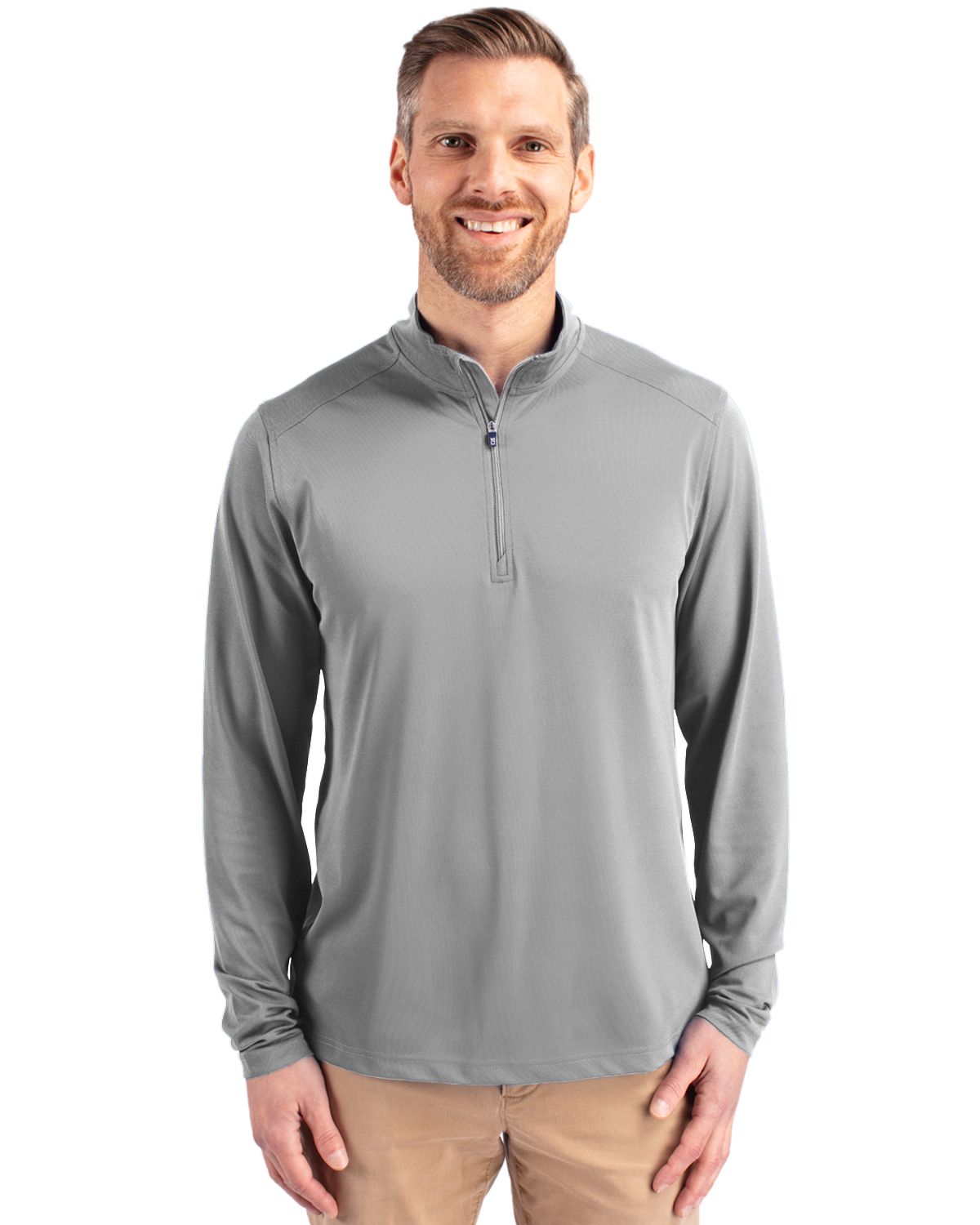 Cutter & Buck Virtue Recycled Featherlight Pique Mens Big & Tall Quarter Zip Pullover