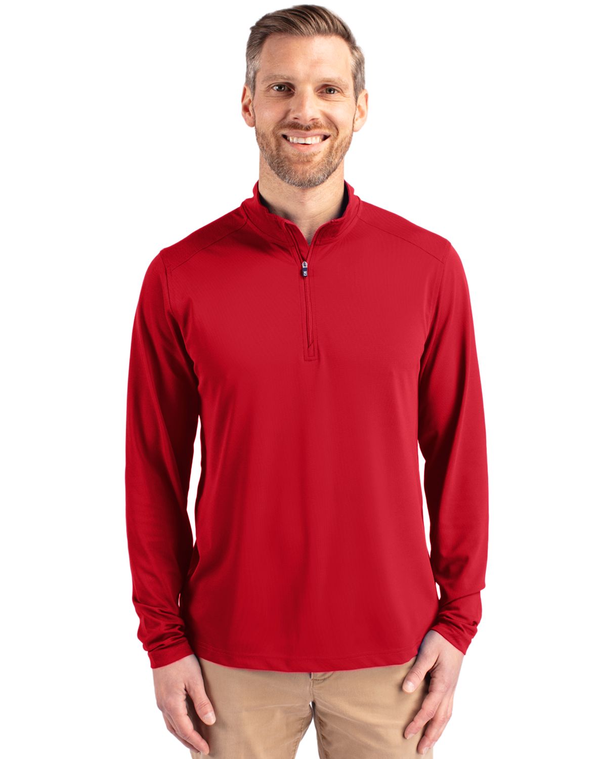 Cutter & Buck Virtue Recycled Featherlight Pique Mens Big & Tall Quarter Zip Pullover