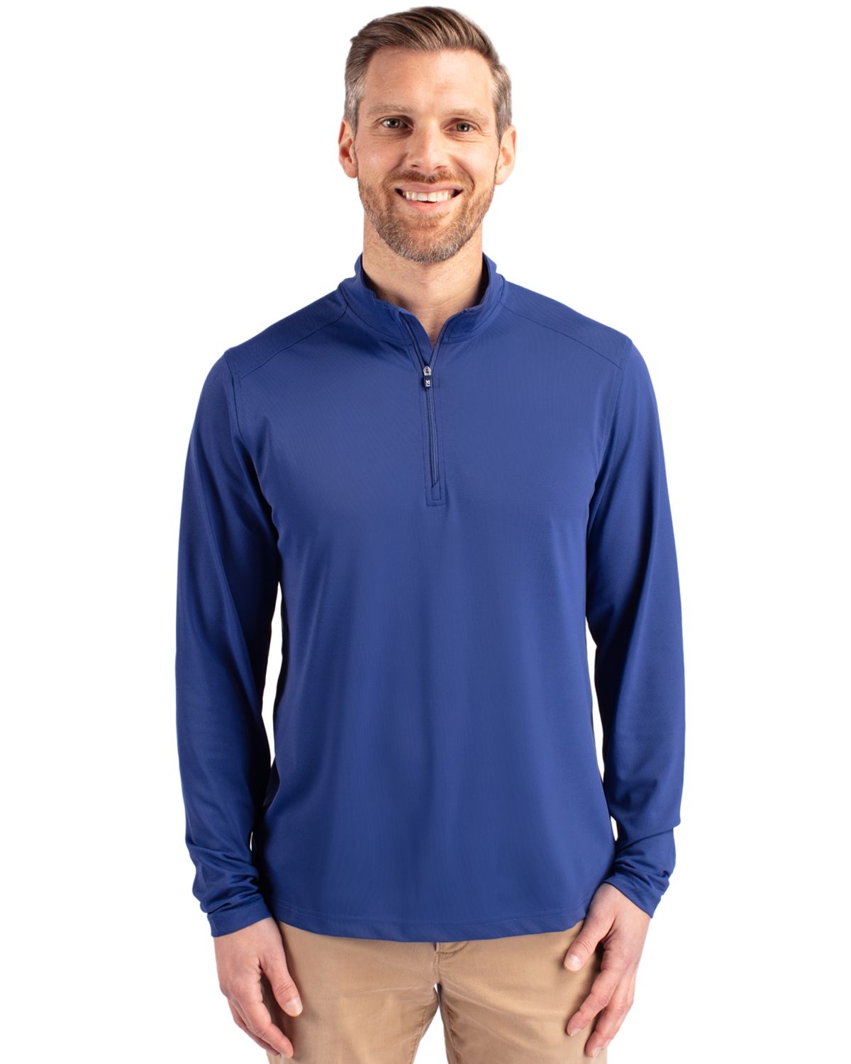 Cutter & Buck Virtue Recycled Featherlight Pique Mens Big & Tall Quarter Zip Pullover
