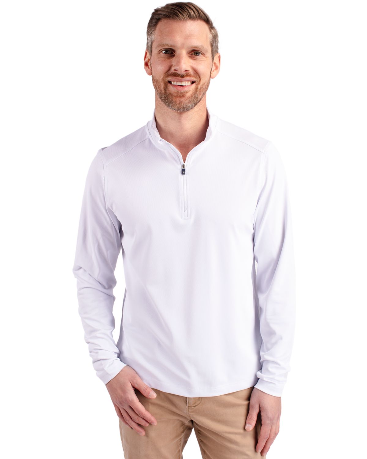 Cutter & Buck Virtue Recycled Featherlight Pique Mens Quarter Zip Pullover
