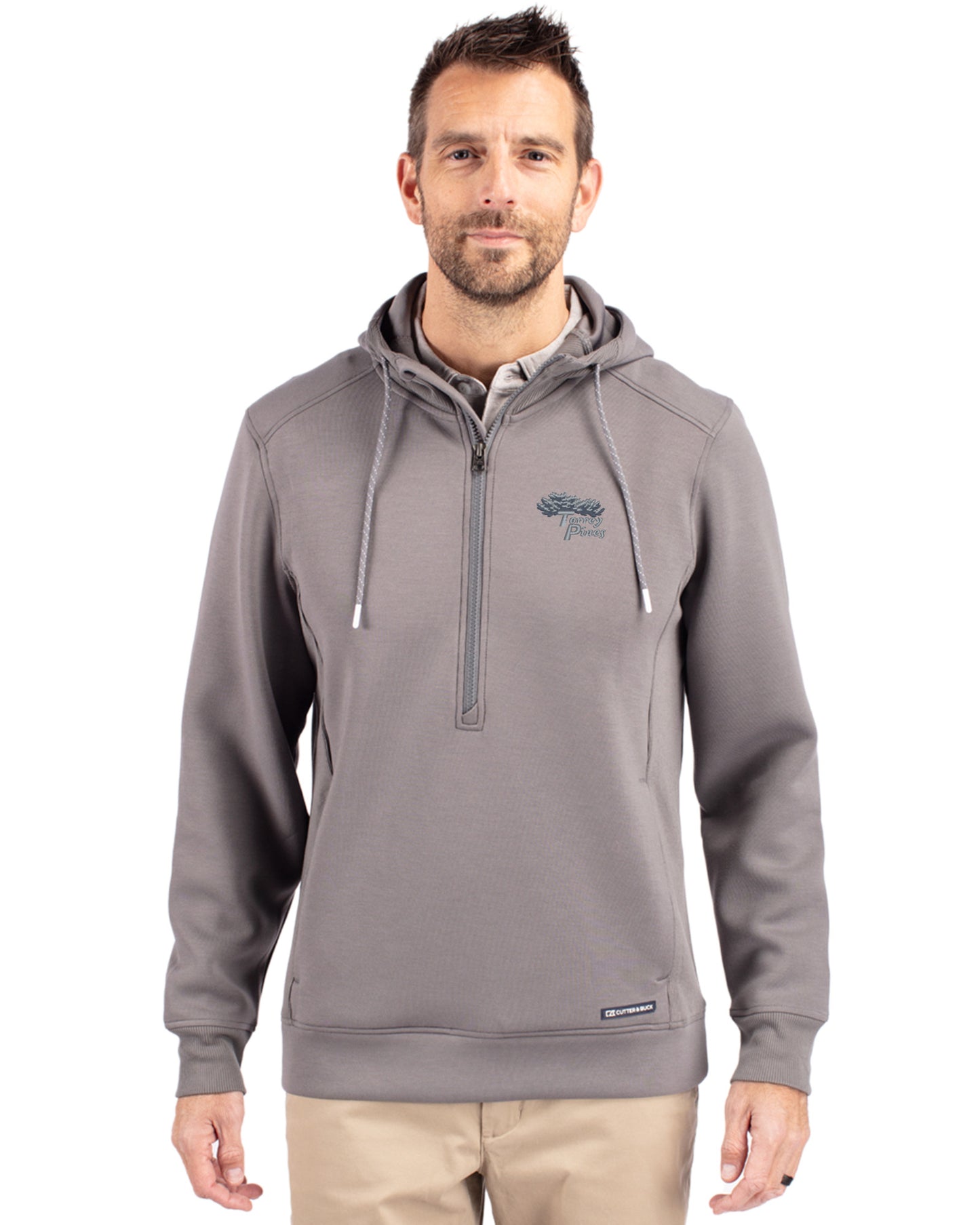 Torrey Pines Cutter & Buck Roam Recycled Buttery-Soft Knit Mens Half Zip Hooded Pullover