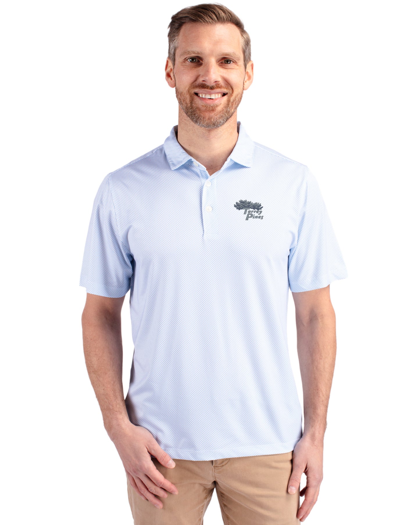 Torrey Pines Cutter & Buck Pike Recycled Symmetry Print Mens Polo