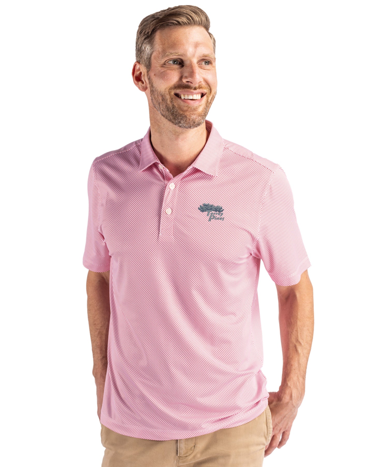 Torrey Pines Cutter & Buck Pike Recycled Symmetry Print Mens Polo