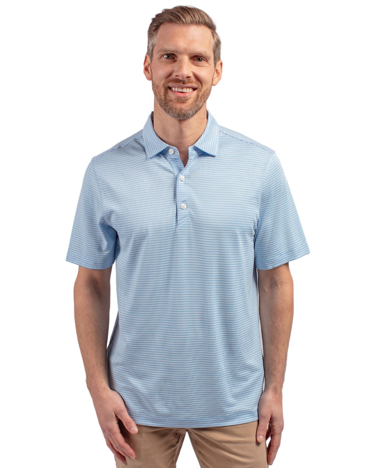 Cutter & Buck Forge Recycled Double Stripe Four-Way Stretch Mens Polo