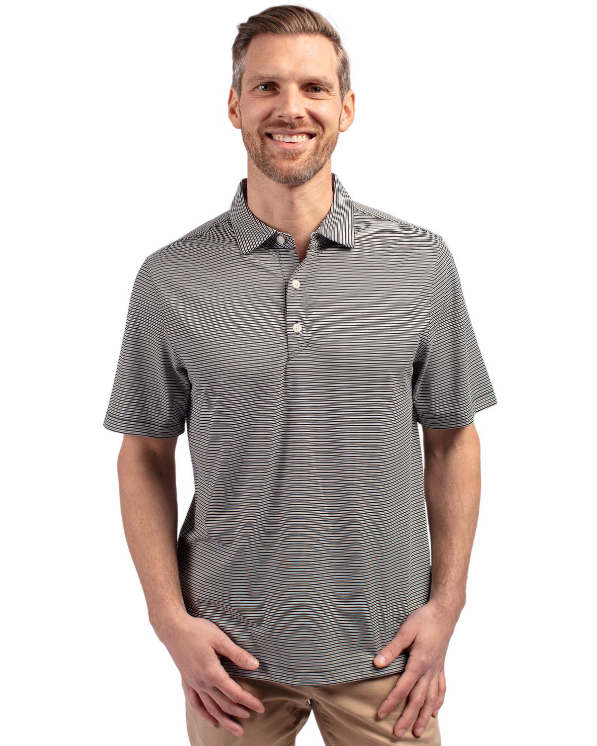 Cutter & Buck Forge Recycled Double Stripe Four-Way Stretch Mens Big & Tall Polo
