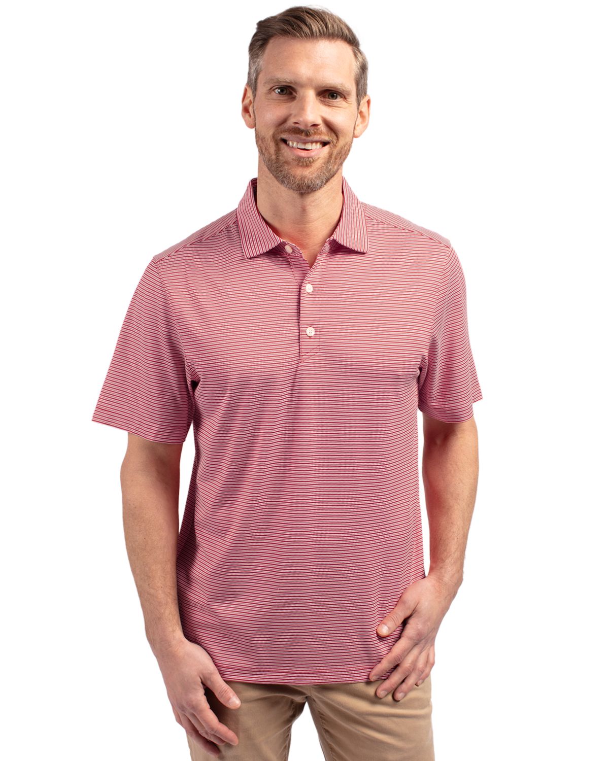 Cutter & Buck Forge Recycled Double Stripe Four-Way Stretch Mens Big & Tall Polo