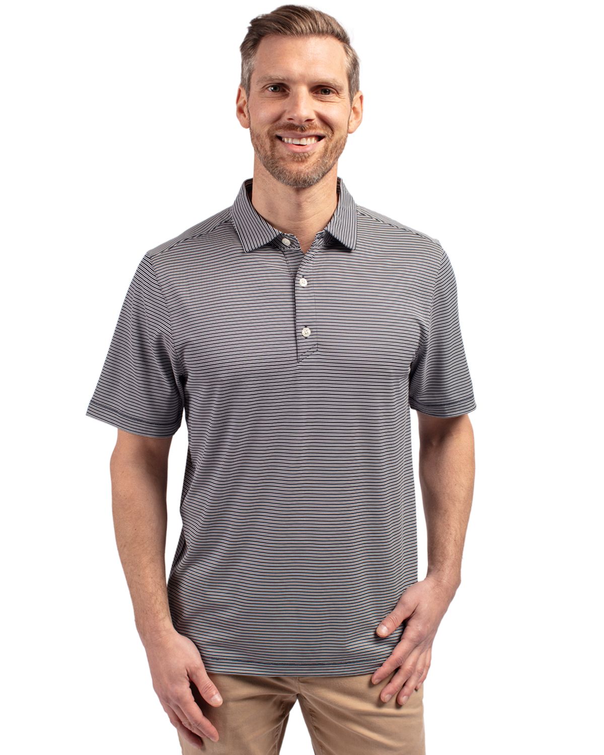 Cutter & Buck Forge Recycled Double Stripe Four-Way Stretch Mens Big & Tall Polo