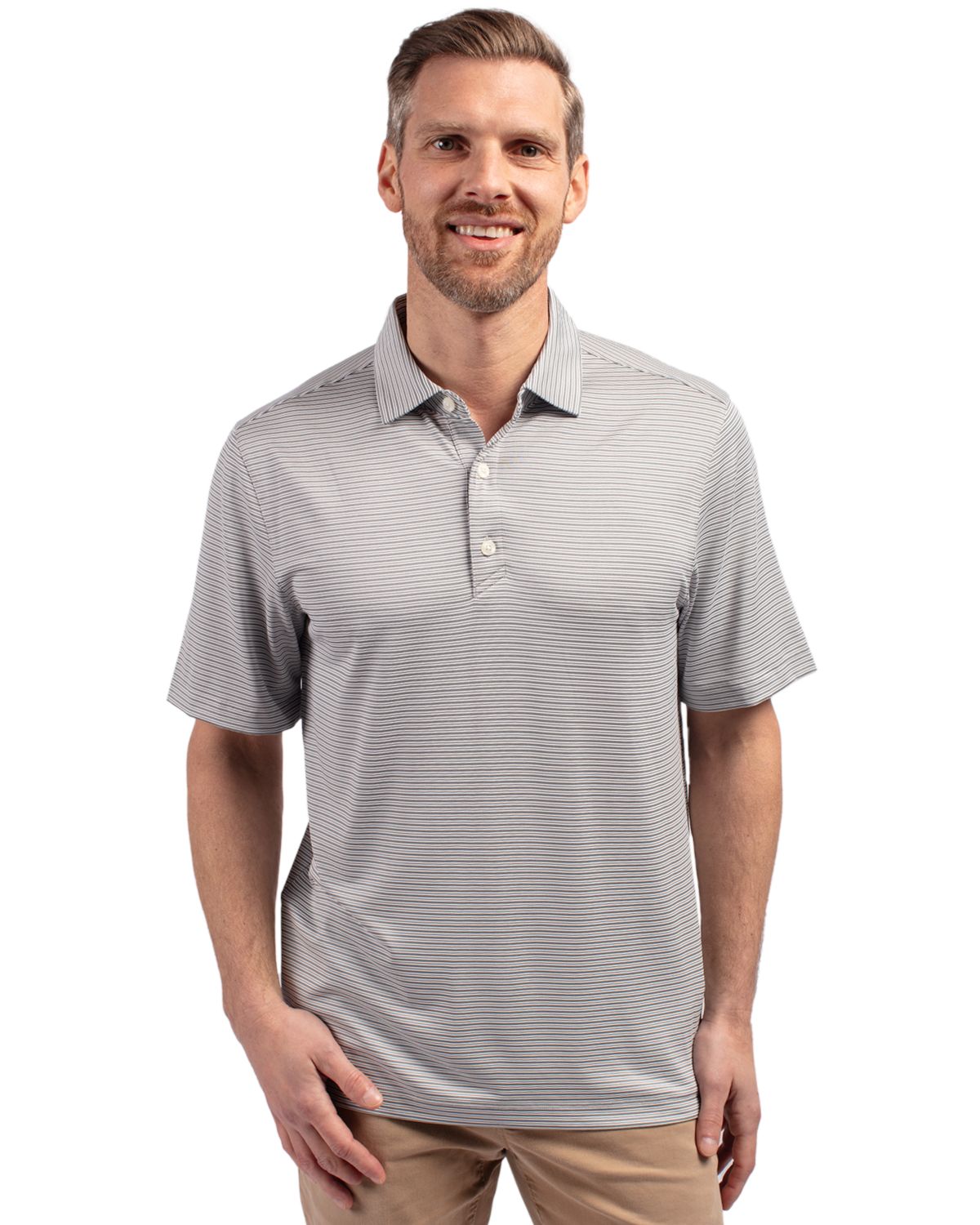 Cutter & Buck Forge Recycled Double Stripe Four-Way Stretch Mens Polo