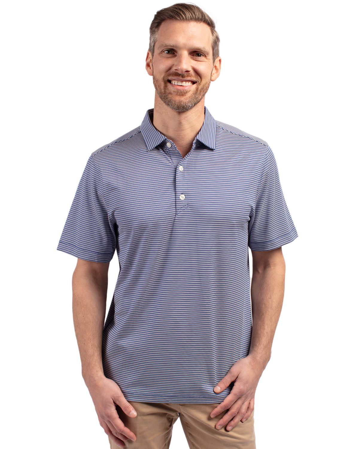 Cutter & Buck Forge Recycled Double Stripe Four-Way Stretch Mens Big & Tall Polo