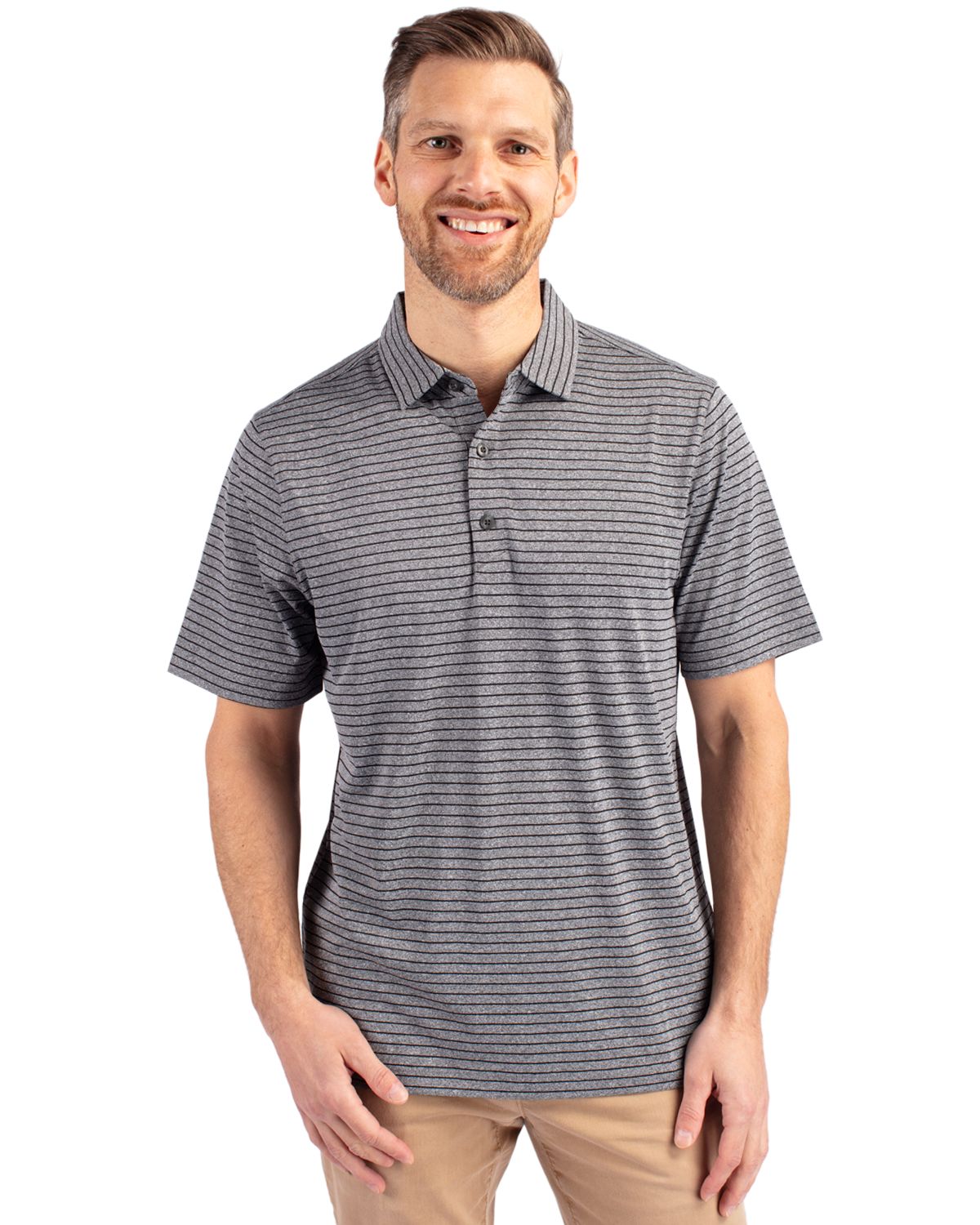 Cutter & Buck Forge Recycled Heather Stripe Four-Way Stretch Mens Polo