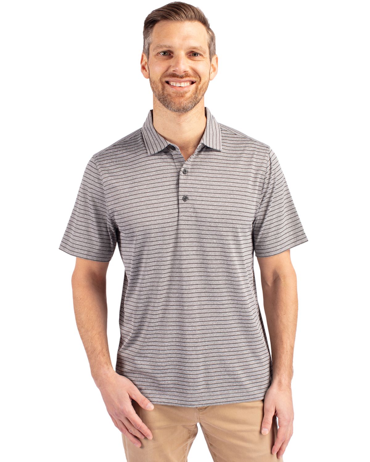 Cutter & Buck Forge Recycled Heather Stripe Four-Way Stretch Mens Polo