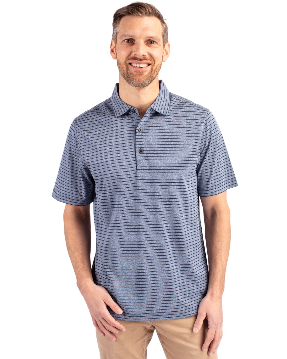 Cutter & Buck Forge Recycled Heather Stripe Four-Way Stretch Mens Polo