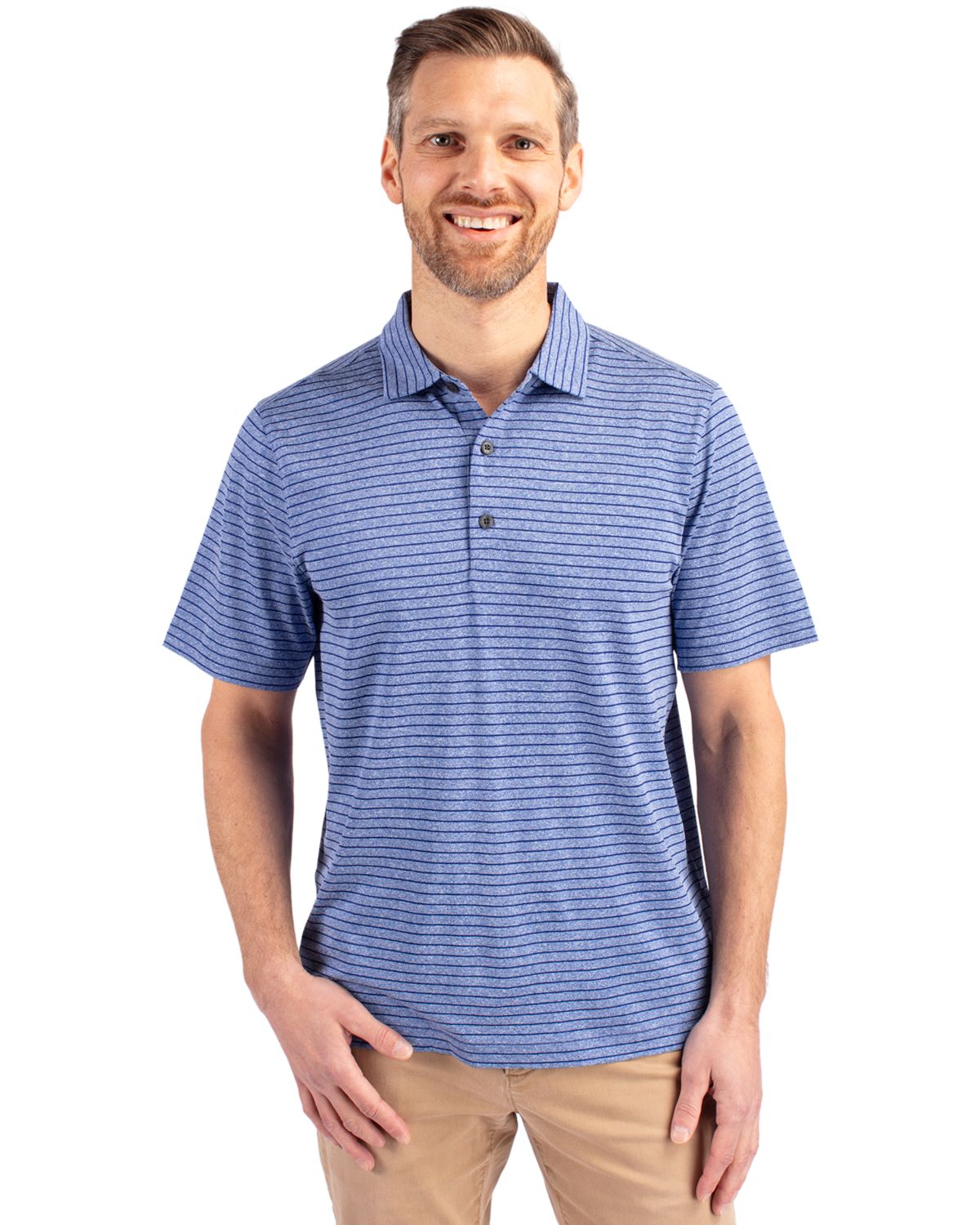 Cutter & Buck Forge Recycled Heather Stripe Four-Way Stretch Mens Polo