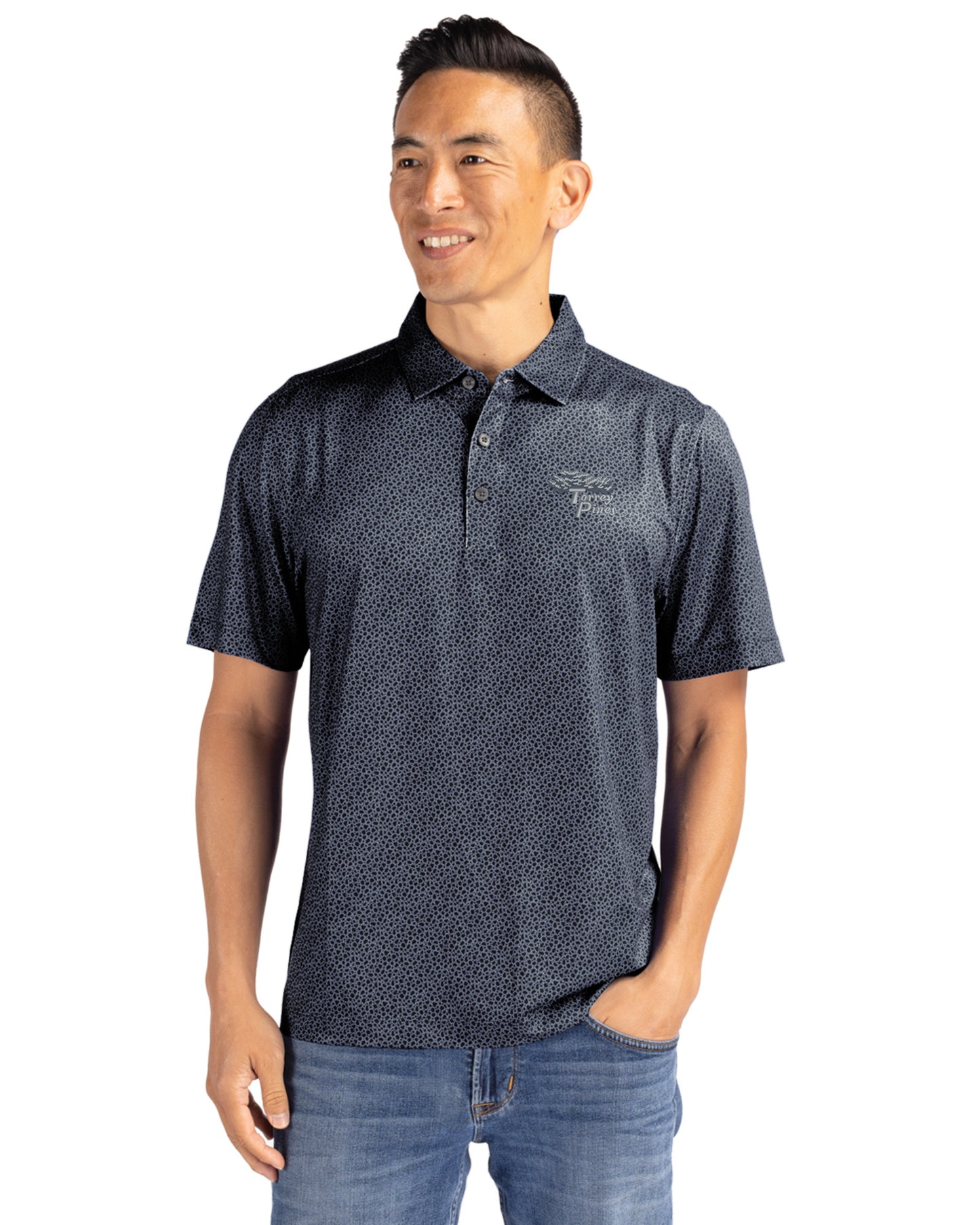 Torrey Pines Cutter & Buck Pike Recycled Pebble Print Mens Polo