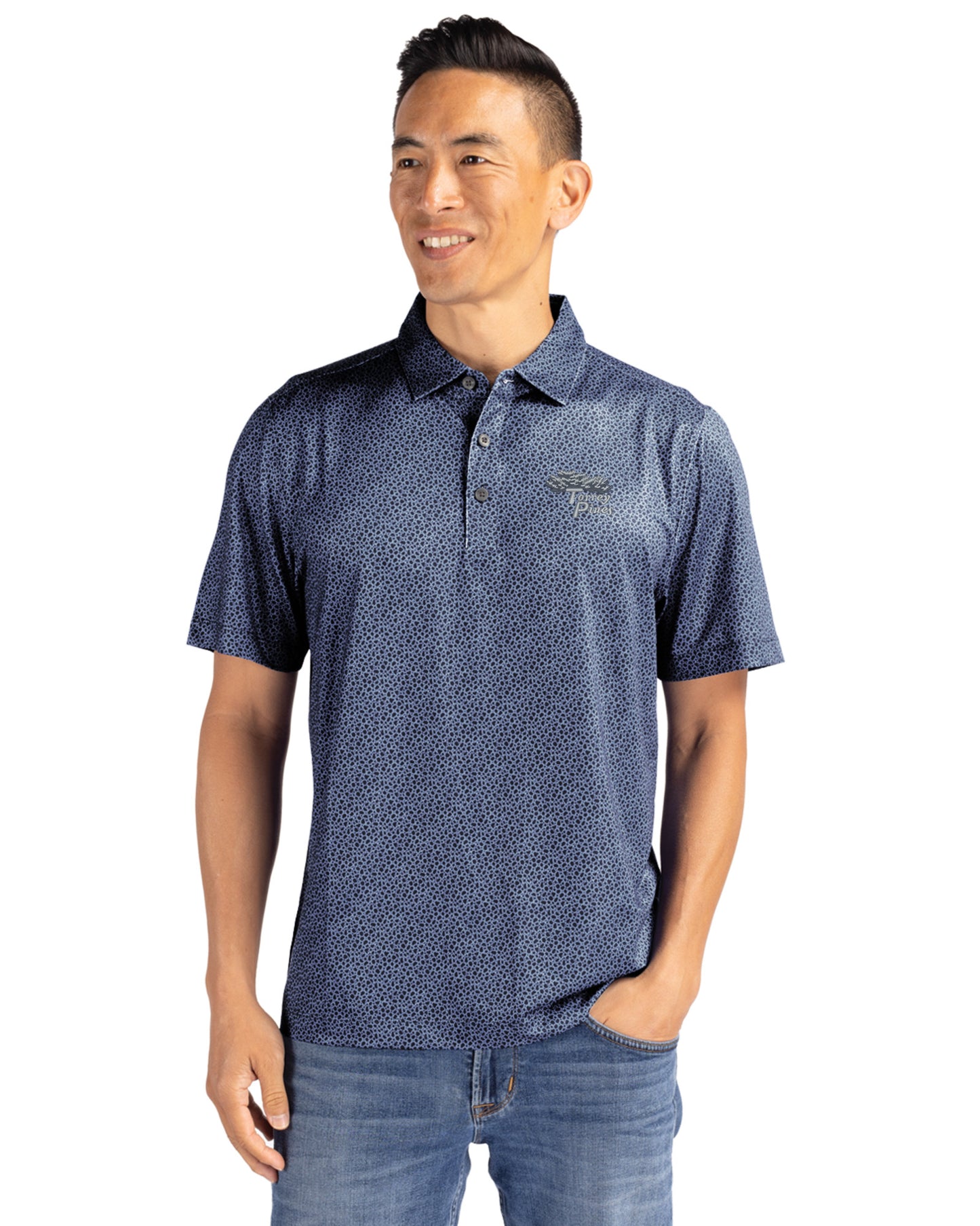Torrey Pines Cutter & Buck Pike Recycled Pebble Print Mens Polo