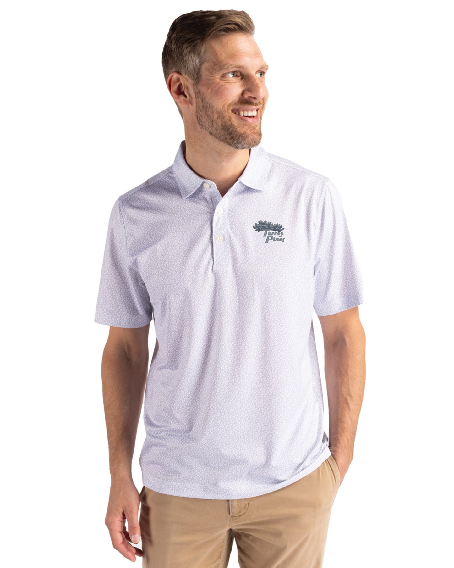 Torrey Pines Cutter & Buck Pike Recycled Pebble Print Mens Polo