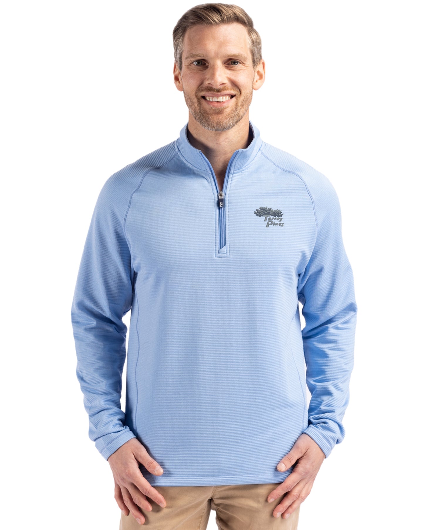 Torrey Pines Cutter & Buck Peshastin Recycled Grid Fleece Mens Half Zip Pullover