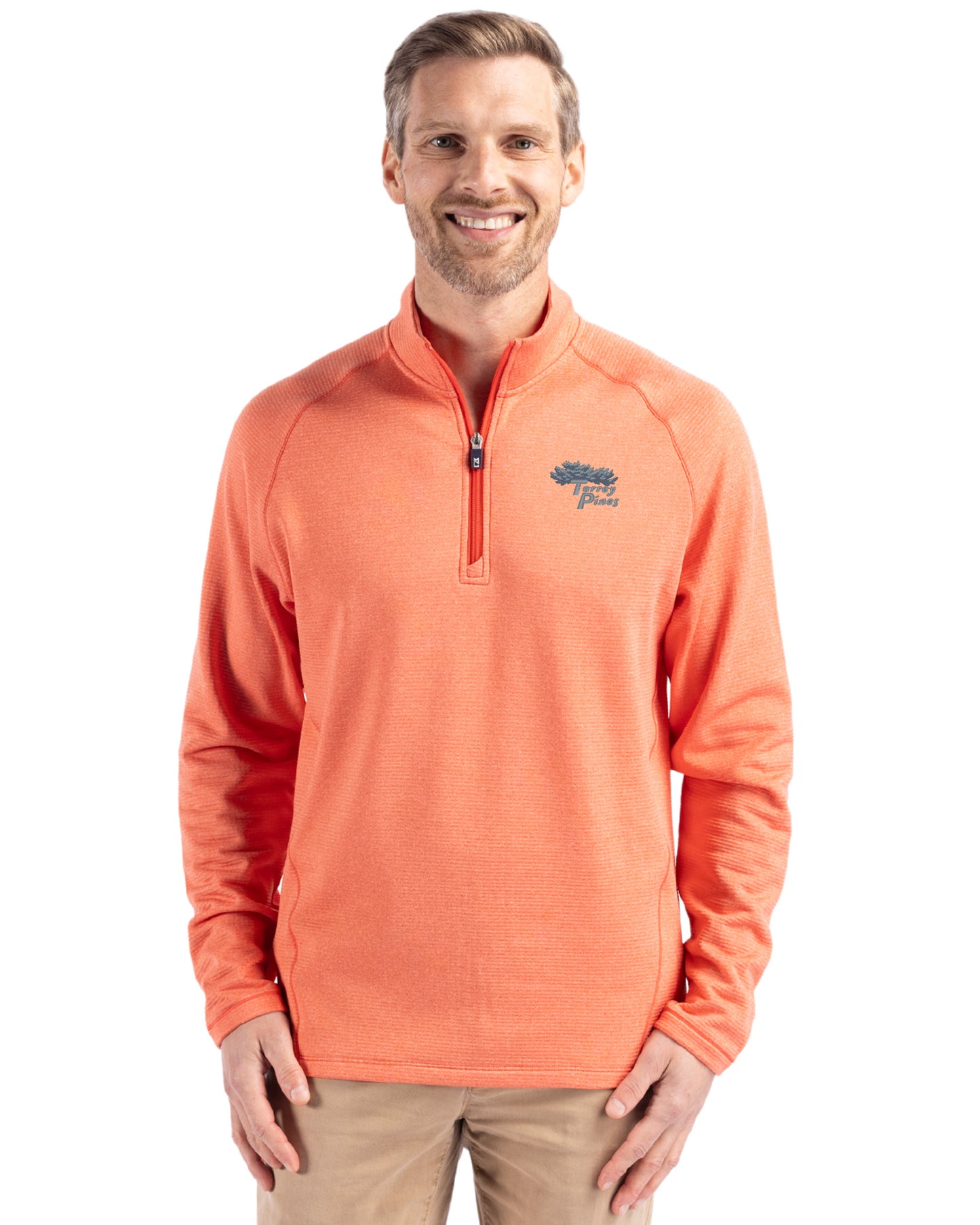 Torrey Pines Cutter & Buck Peshastin Recycled Grid Fleece Mens Half Zip Pullover