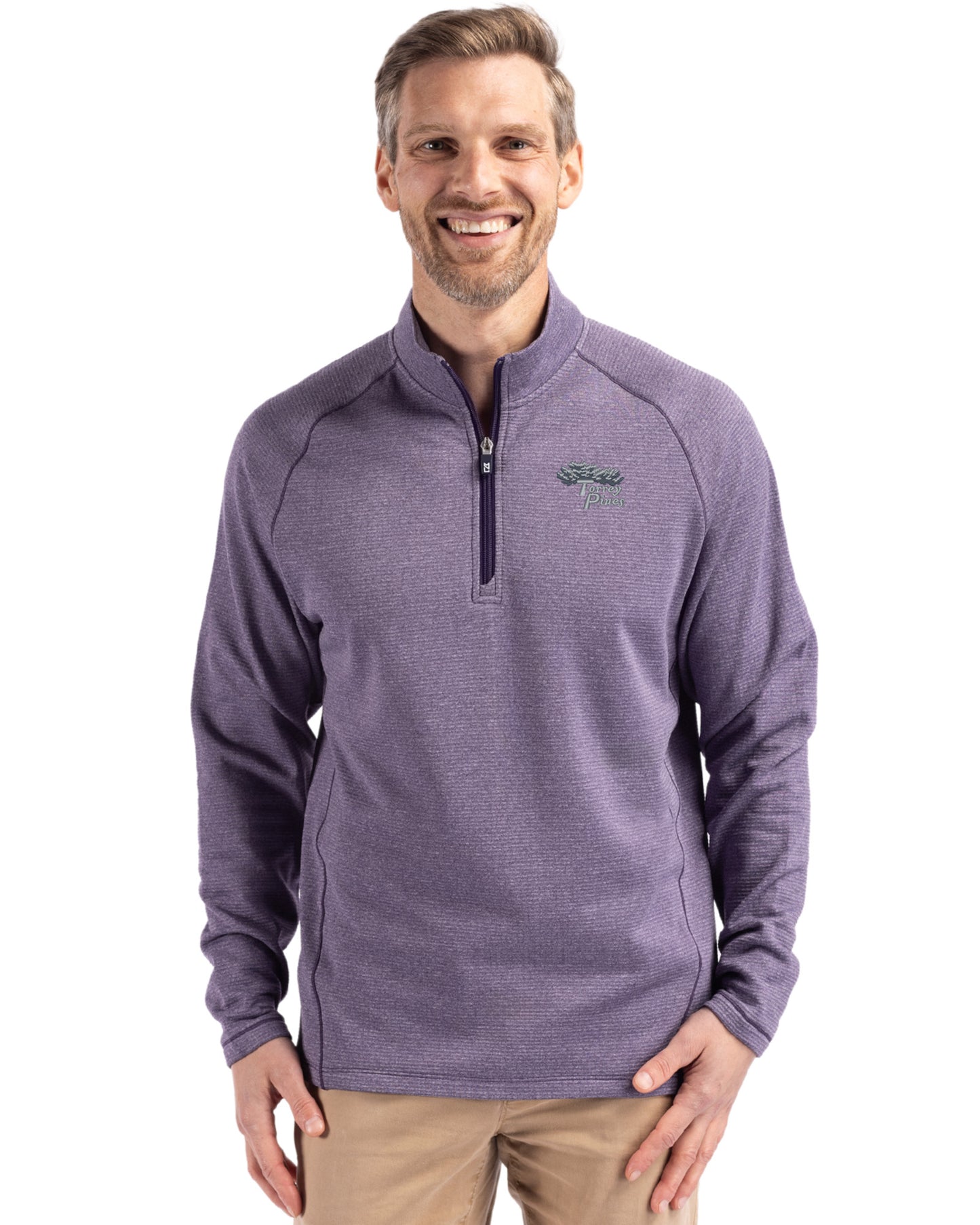 Torrey Pines Cutter & Buck Peshastin Recycled Grid Fleece Mens Half Zip Pullover
