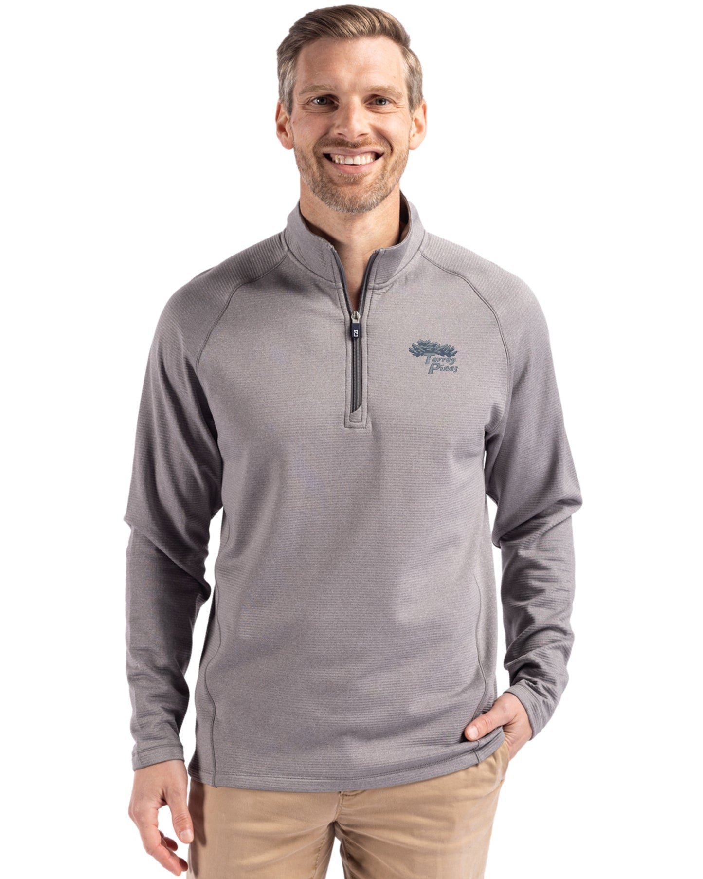 Torrey Pines Cutter & Buck Peshastin Recycled Grid Fleece Mens Half Zip Pullover