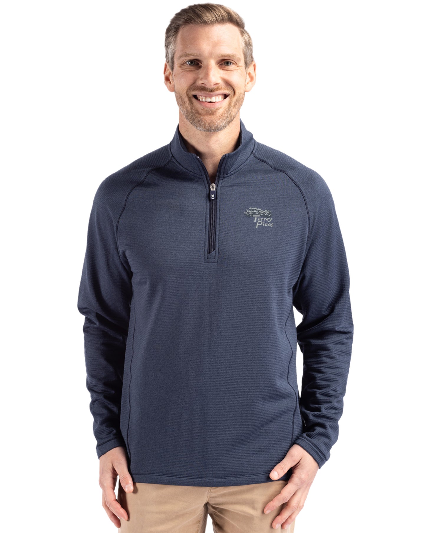 Torrey Pines Cutter & Buck Peshastin Recycled Grid Fleece Mens Half Zip Pullover