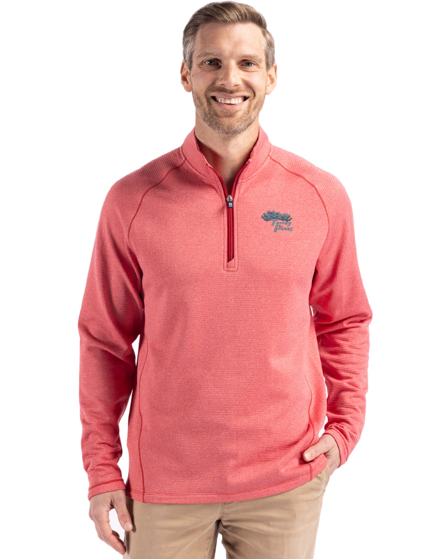 Torrey Pines Cutter & Buck Peshastin Recycled Grid Fleece Mens Half Zip Pullover