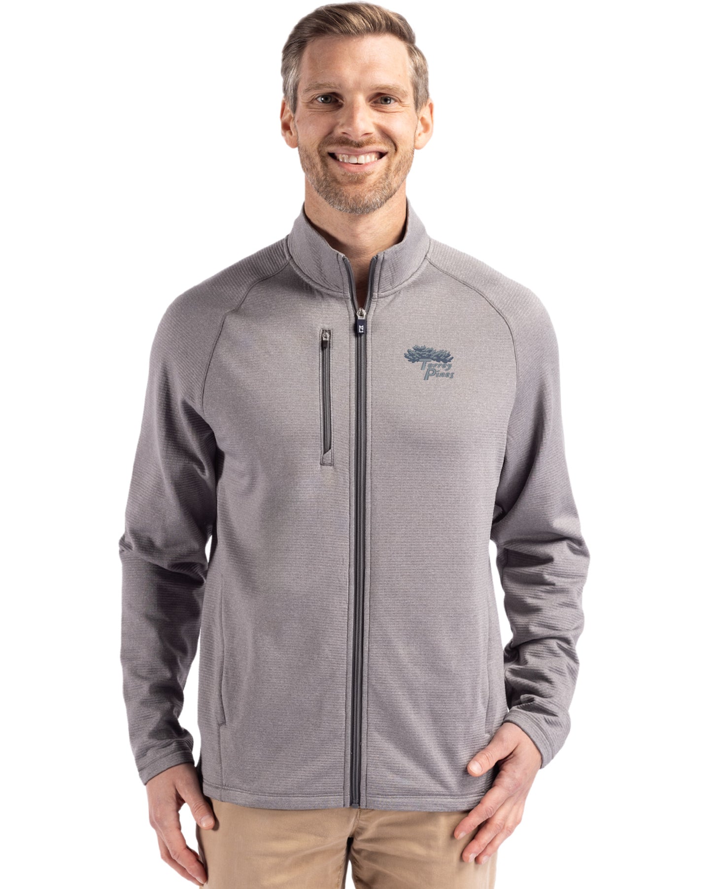 Torrey Pines Cutter & Buck Peshastin Recycled Grid Fleece Mens Full Zip Jacket