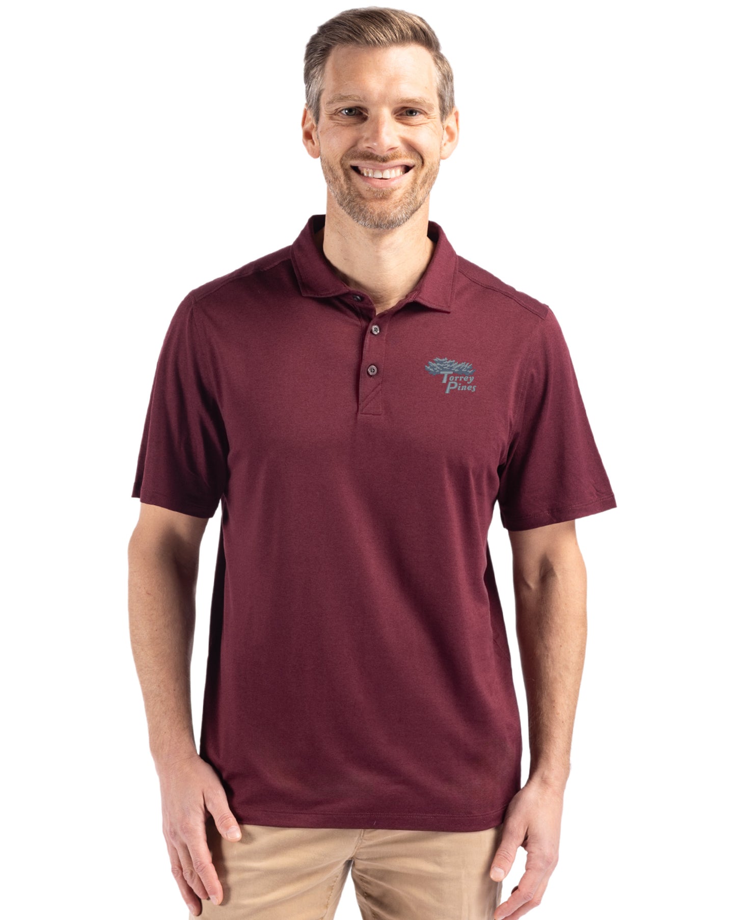 Torrey Pines Cutter & Buck Coastline Recycled Double Peached Mens Polo