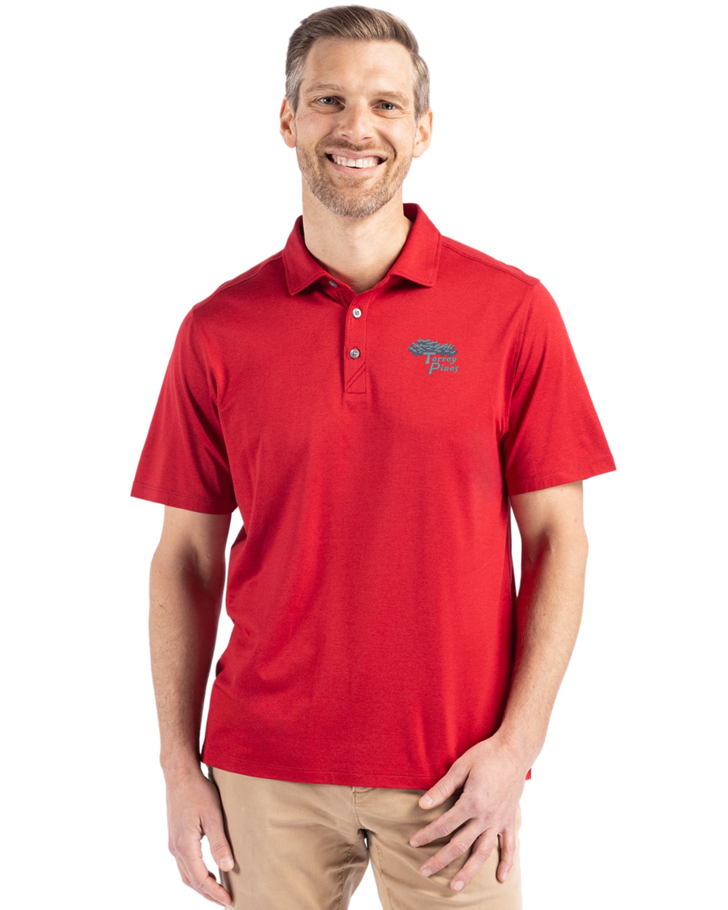 Torrey Pines Cutter & Buck Coastline Recycled Double Peached Mens Polo