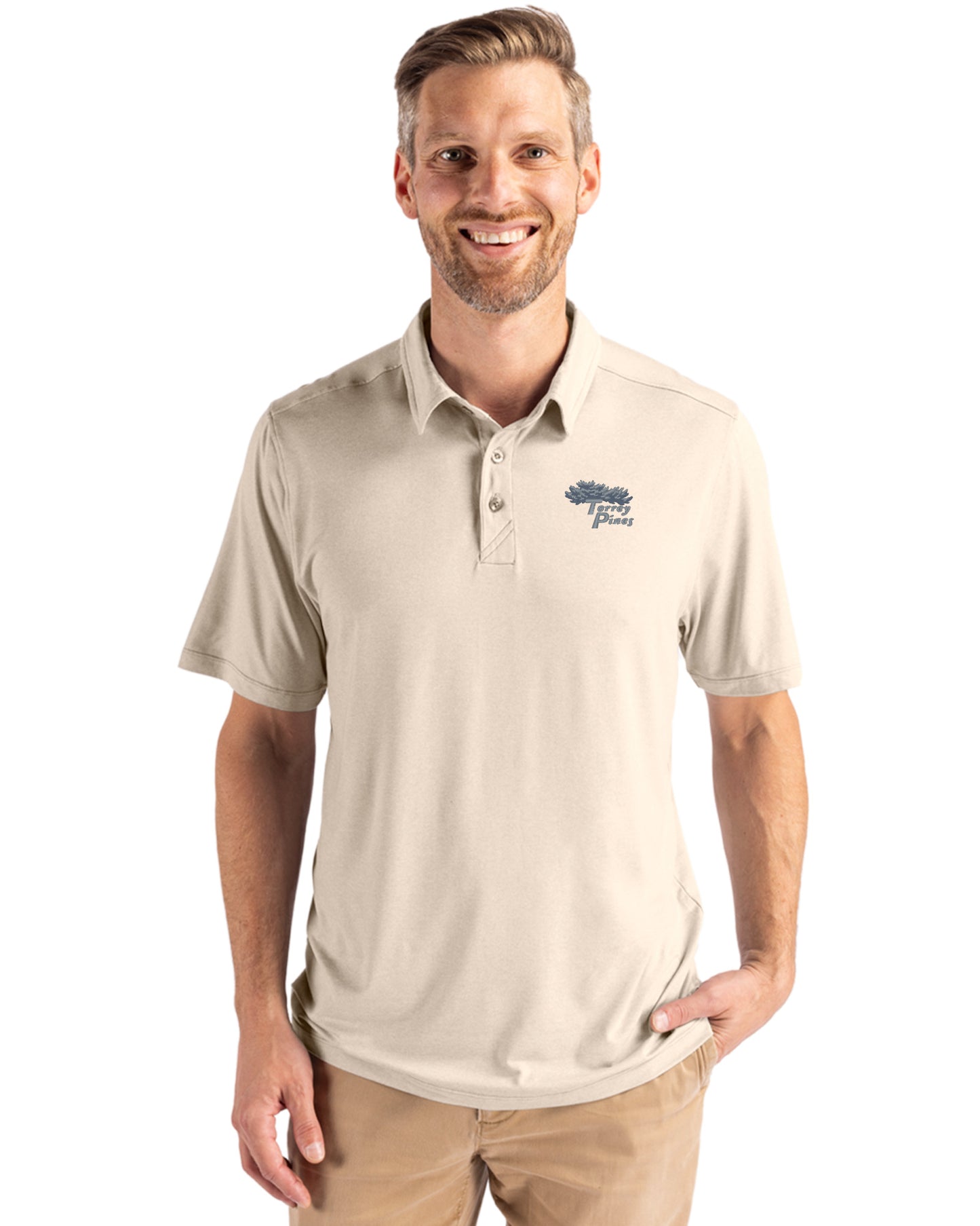 Torrey Pines Cutter & Buck Coastline Recycled Double Peached Mens Polo