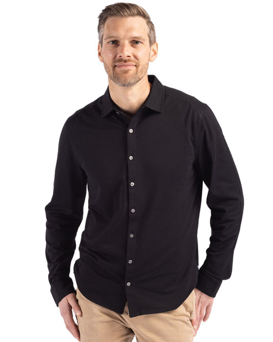 Cutter & Buck Advantage Recycled Cotton-Blend PiqueMensLong Sleeve ButtonDown Shirt