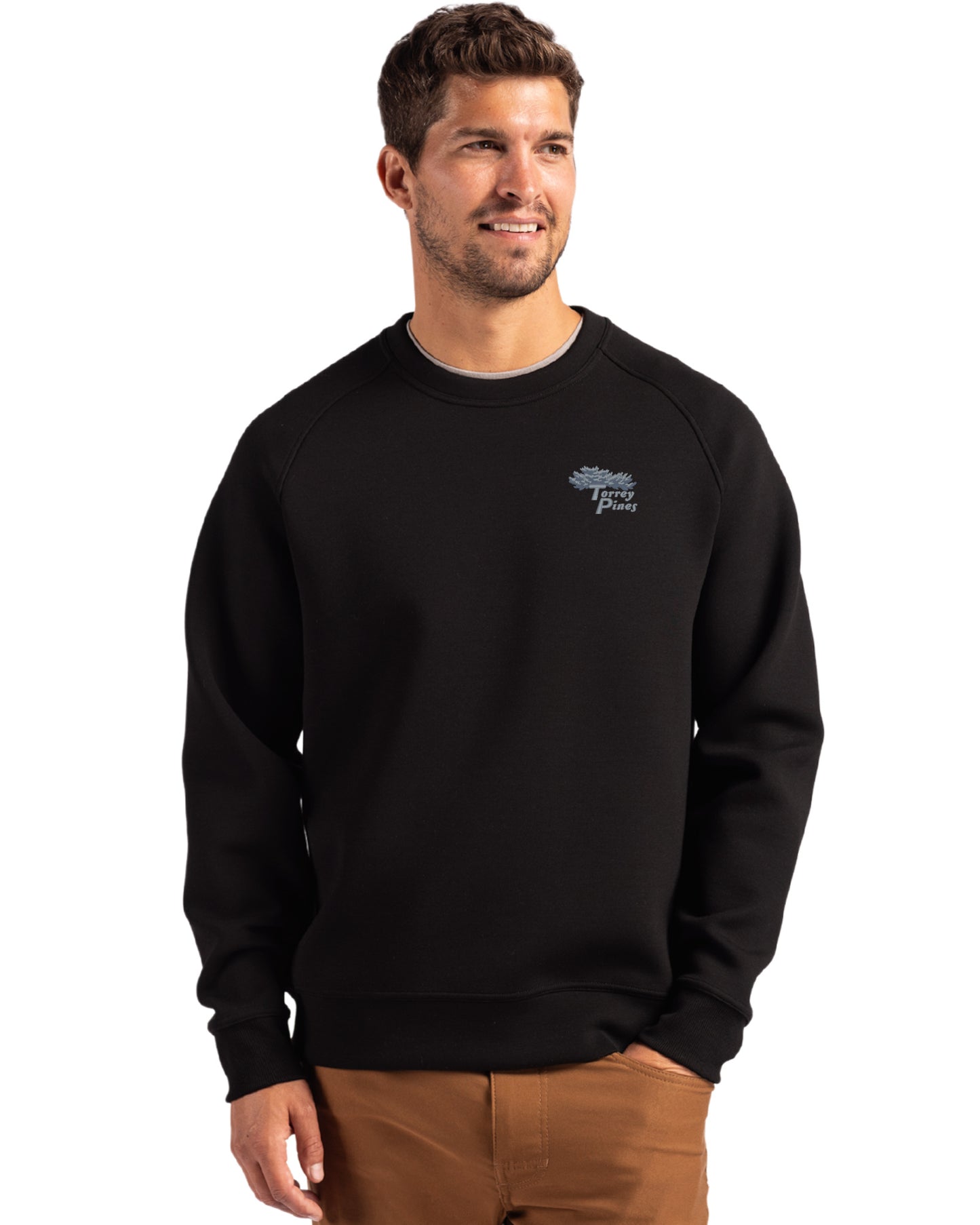 Torrey Pines Cutter & Buck Roam Recycled Buttery-Soft Knit Mens Crew Neck Pullover