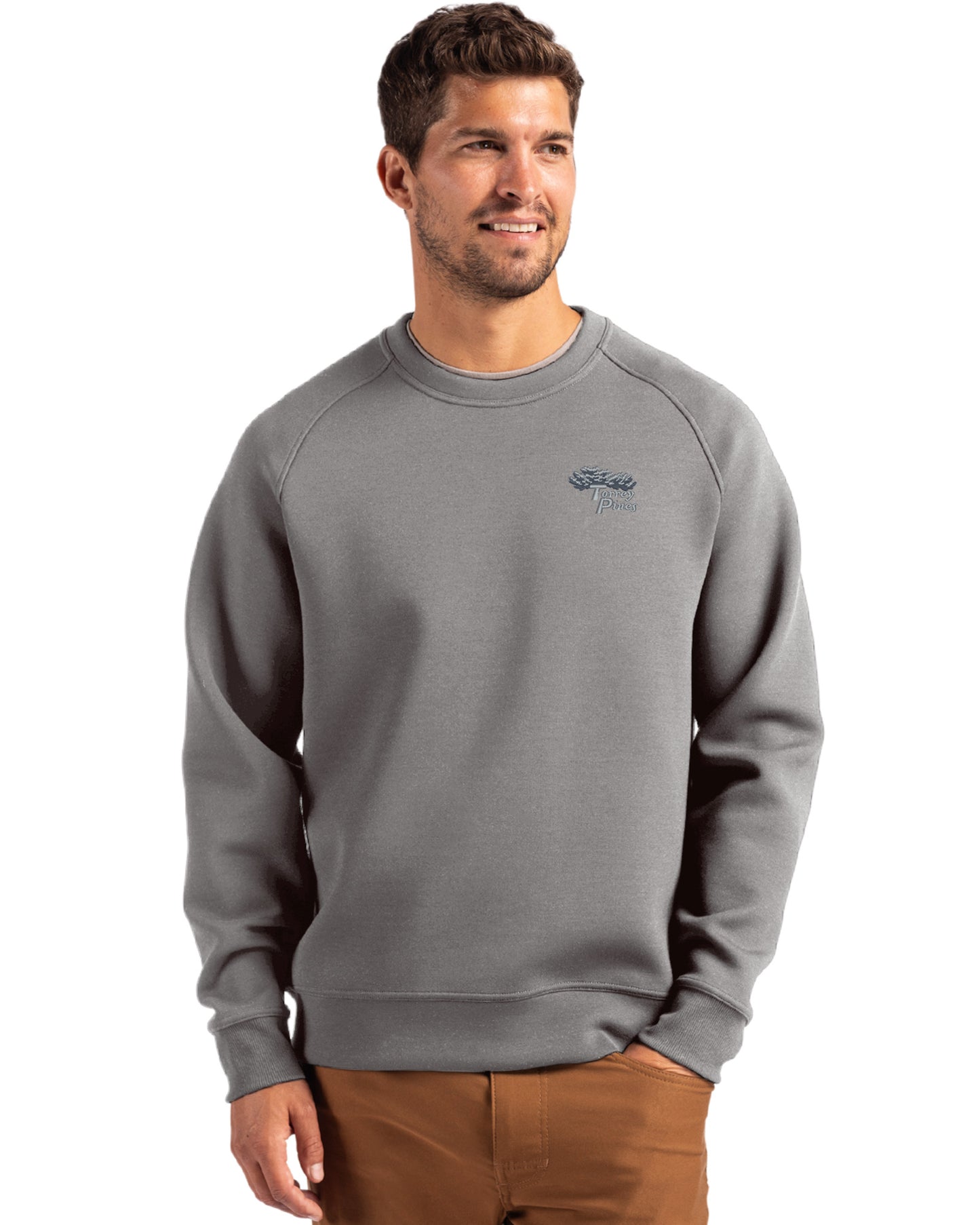 Torrey Pines Cutter & Buck Roam Recycled Buttery-Soft Knit Mens Crew Neck Pullover