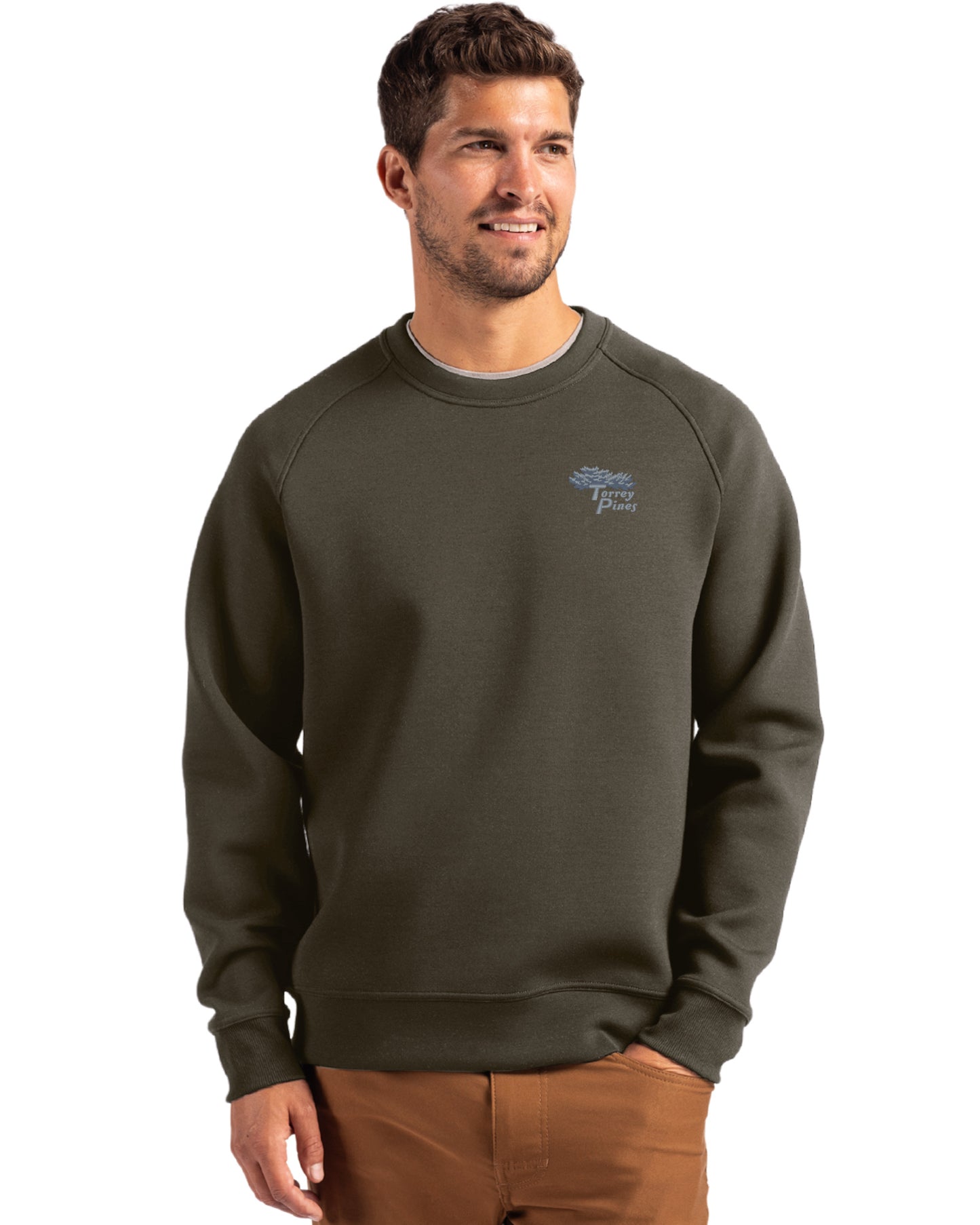 Torrey Pines Cutter & Buck Roam Recycled Buttery-Soft Knit Mens Crew Neck Pullover