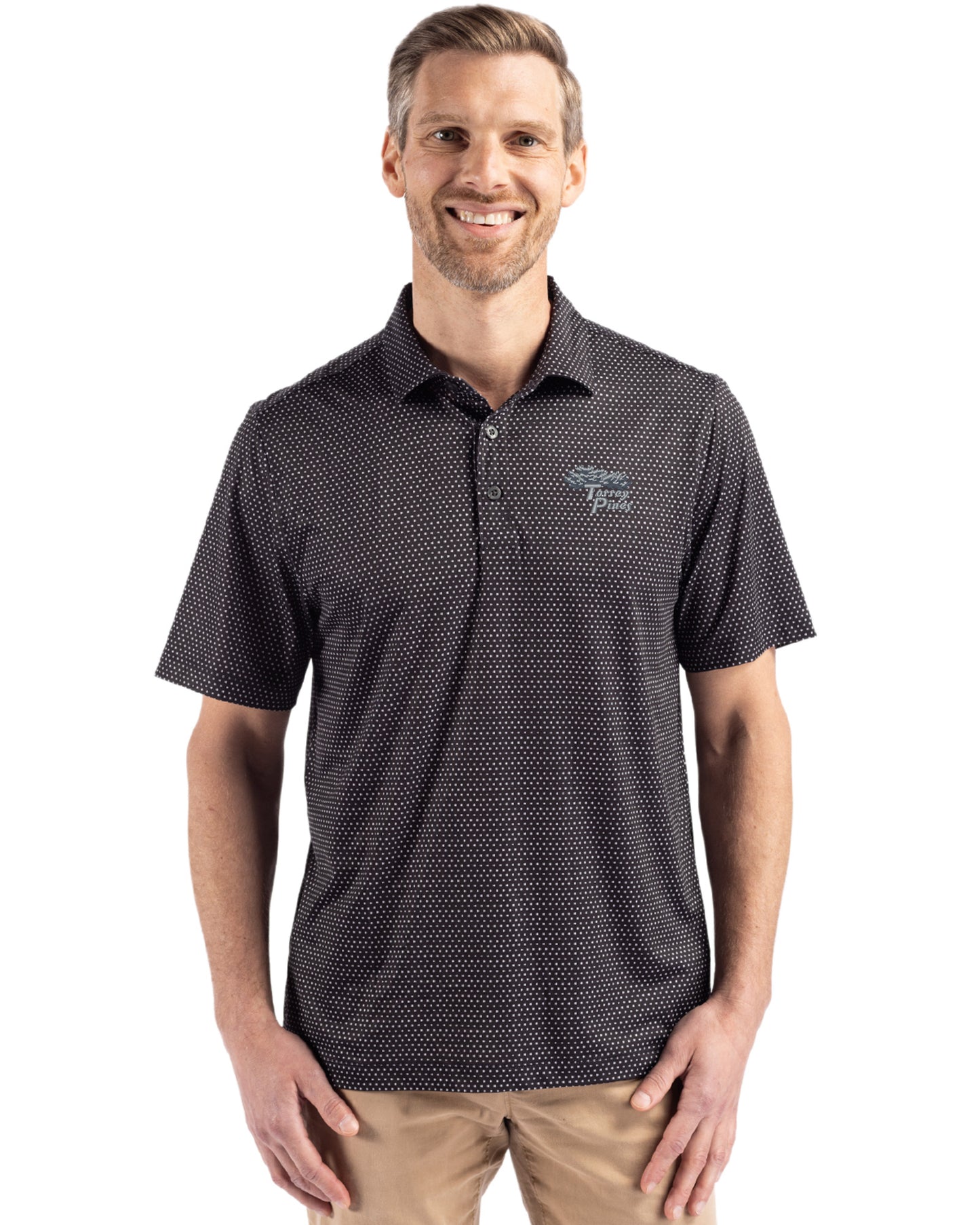 Torrey Pines Cutter & Buck Pike Recycled Shadow Check Print Mens Polo