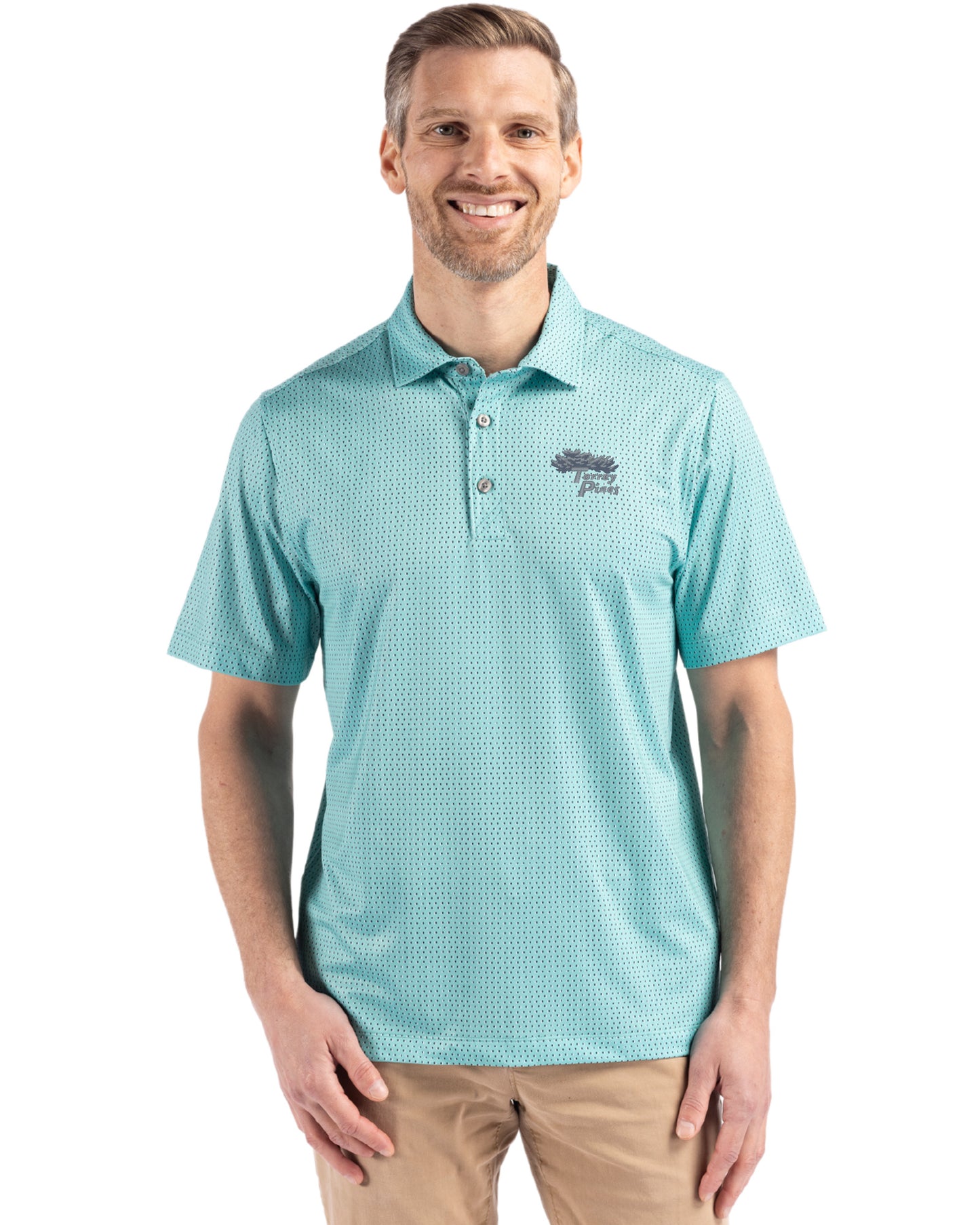 Torrey Pines Cutter & Buck Pike Recycled Shadow Check Print Mens Polo