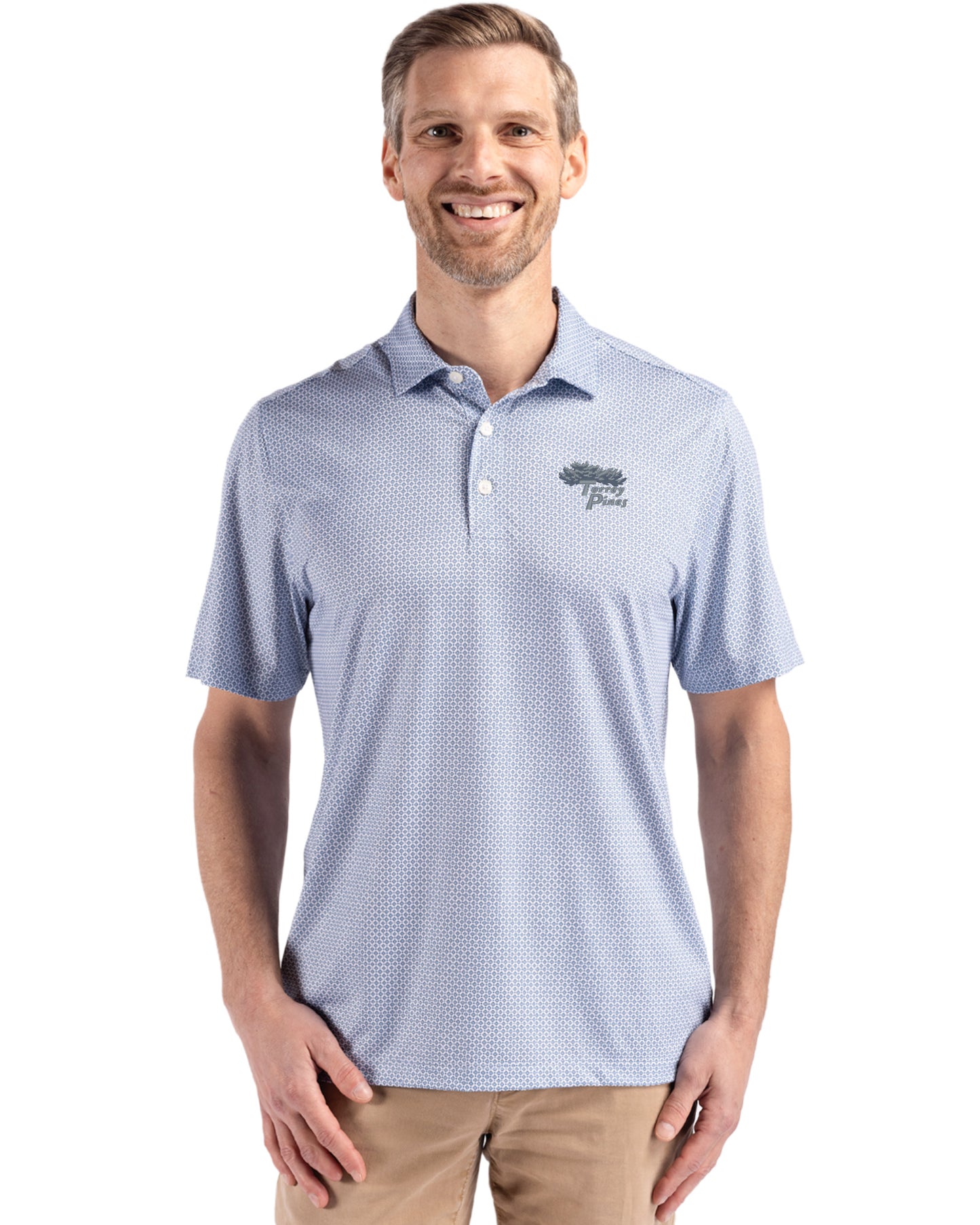 Torrey Pines Cutter & Buck Pike Recycled Diamond Dot Print Mens Polo