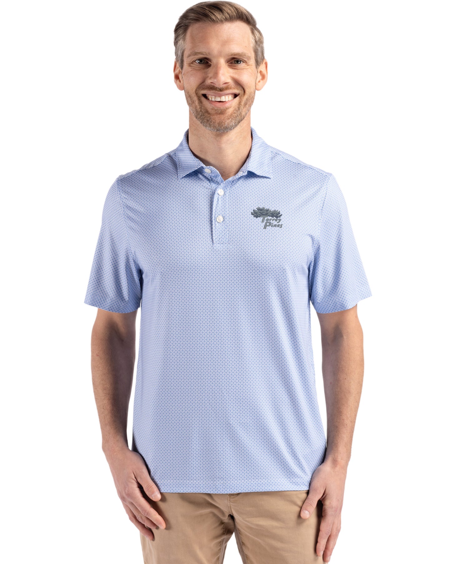 Torrey Pines Cutter & Buck Pike Recycled Diamond Dot Print Mens Polo