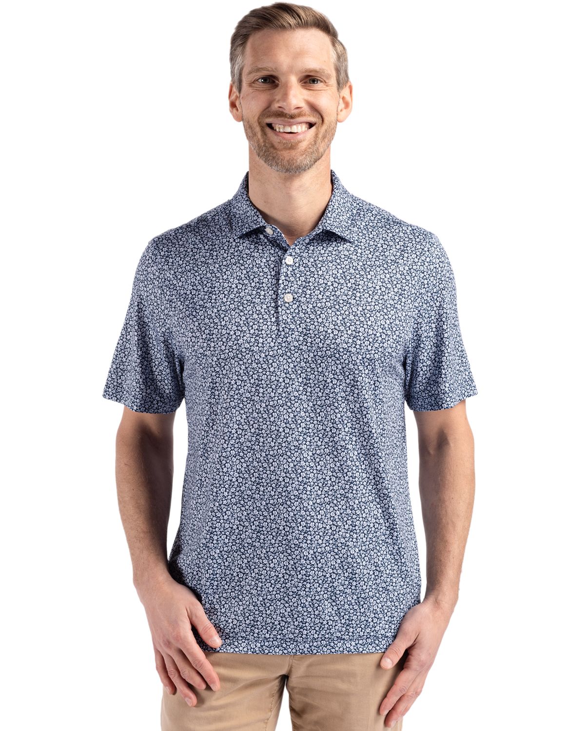 Cutter & Buck Pike Recycled Flora Print Mens Big & Tall Polo
