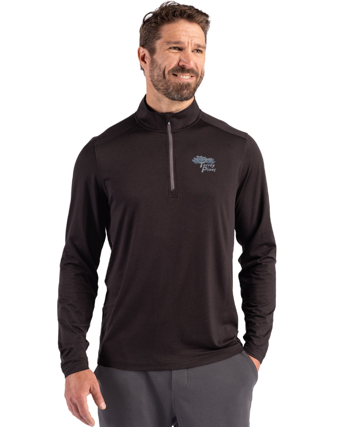 Torrey Pines Cutter & Buck Coastline Recycled Double Peached Mens Quarter Zip Pullover