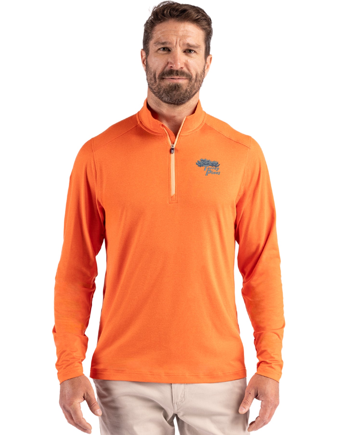 Torrey Pines Cutter & Buck Coastline Recycled Double Peached Mens Quarter Zip Pullover