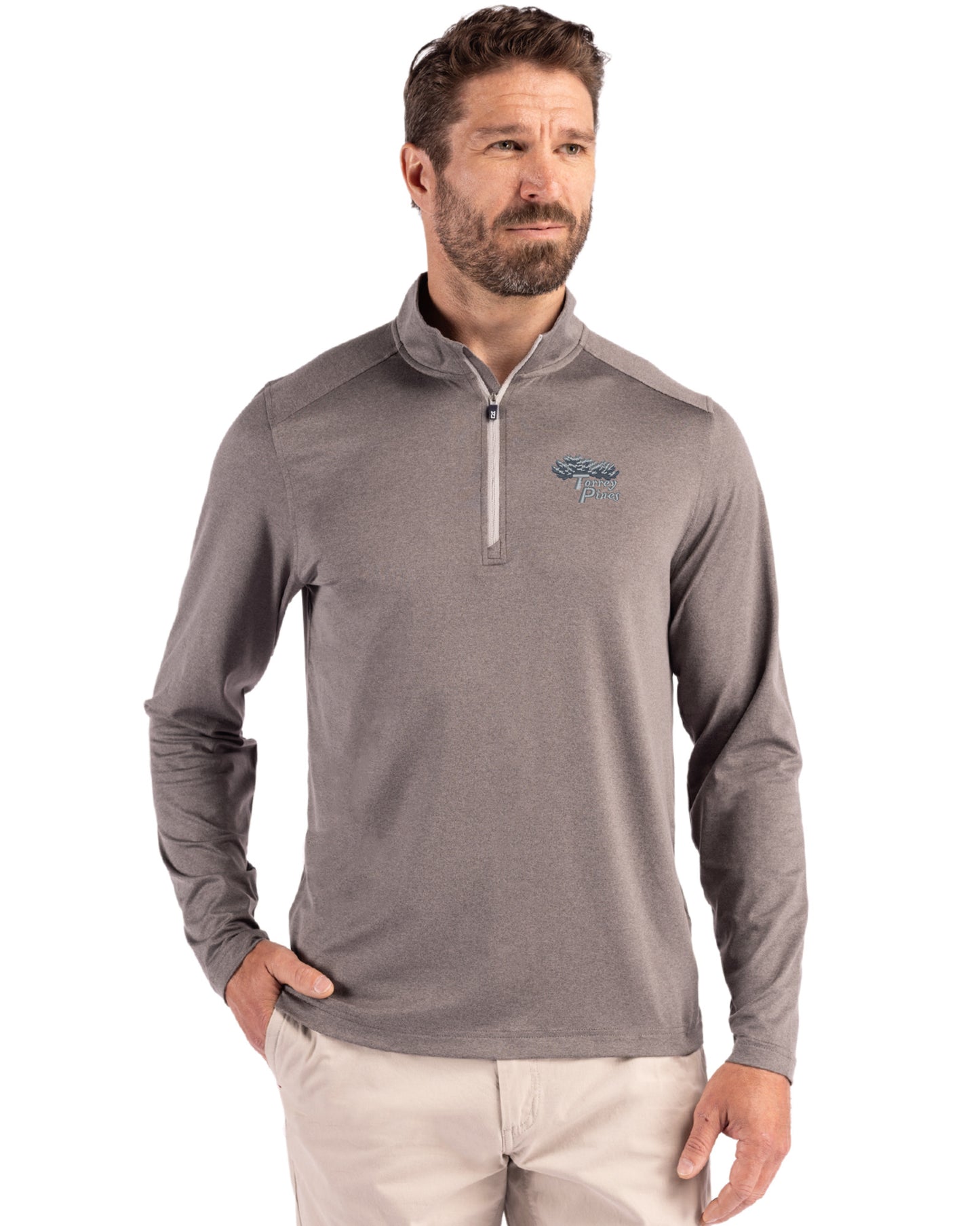 Torrey Pines Cutter & Buck Coastline Recycled Double Peached Mens Quarter Zip Pullover