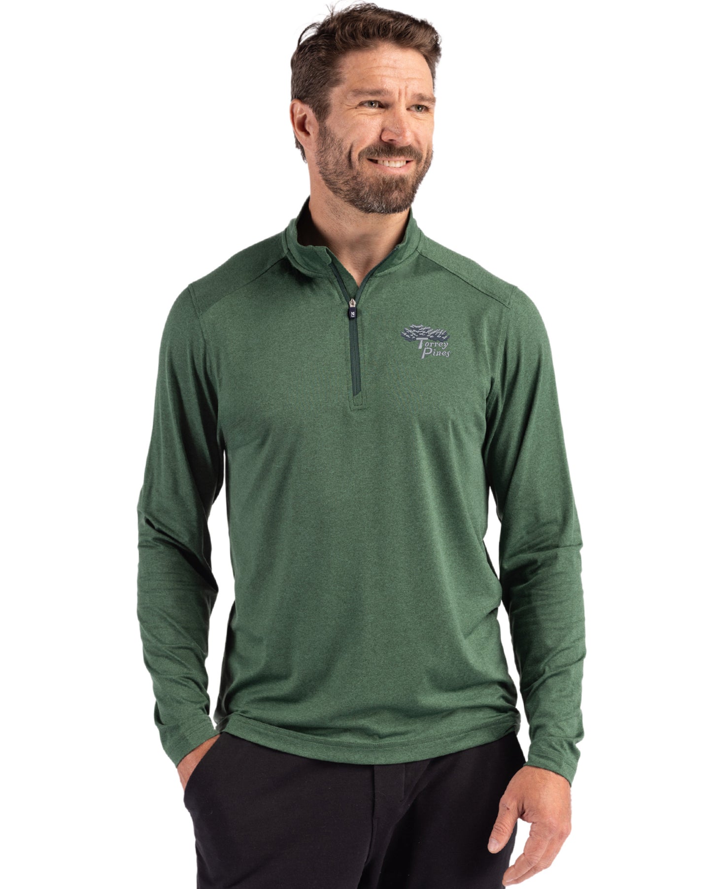 Torrey Pines Cutter & Buck Coastline Recycled Double Peached Mens Quarter Zip Pullover