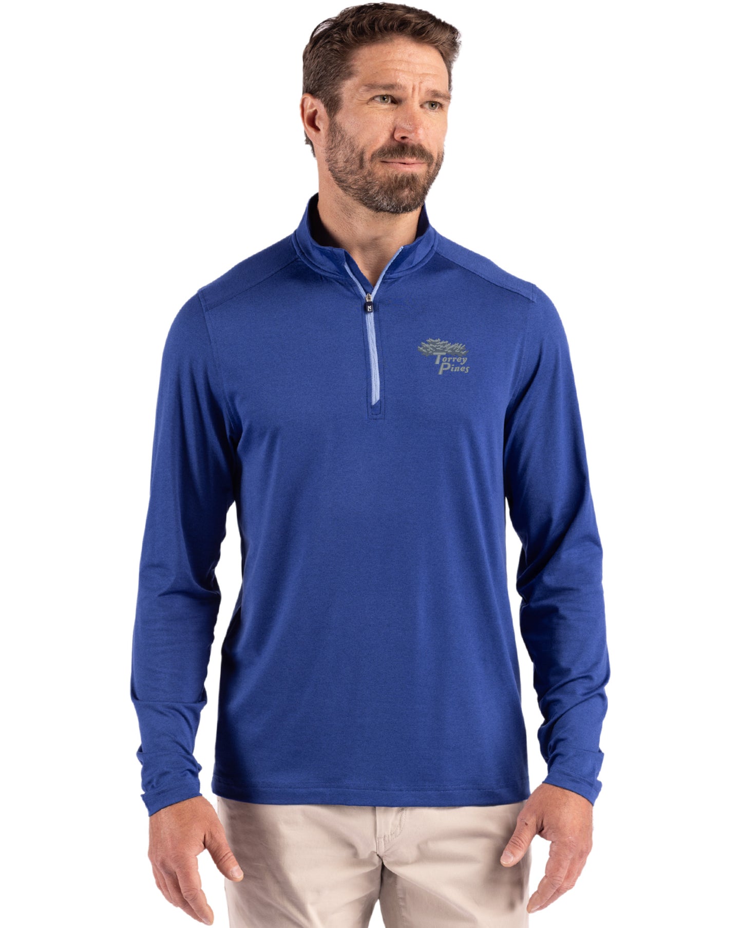 Torrey Pines Cutter & Buck Coastline Recycled Double Peached Mens Quarter Zip Pullover