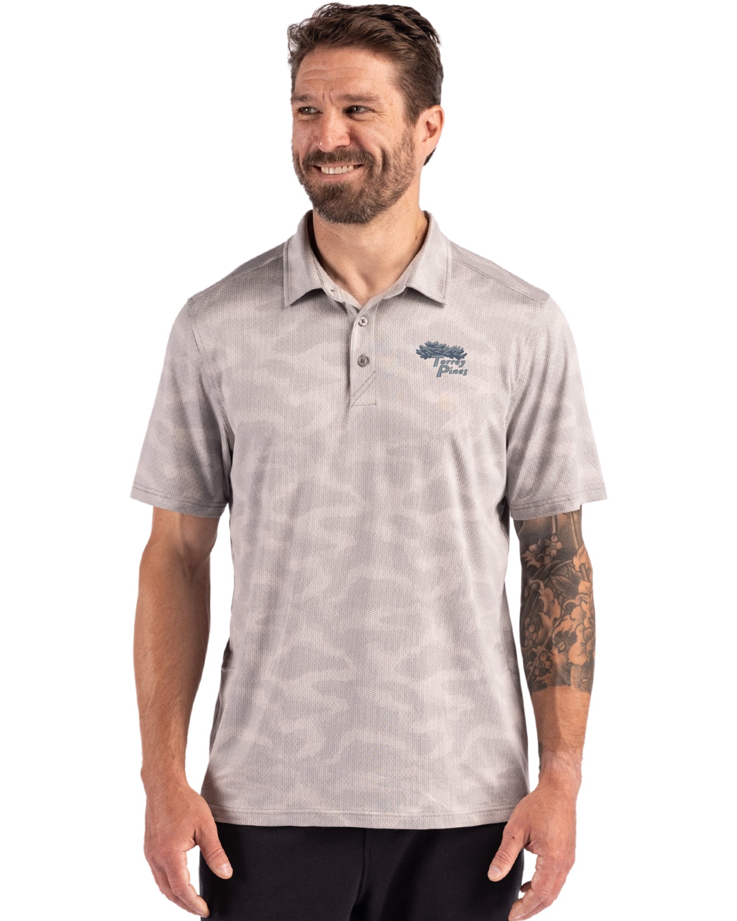 Torrey Pines Cutter & Buck Coastline Recycled Double Peached Camo Print Mens Polo
