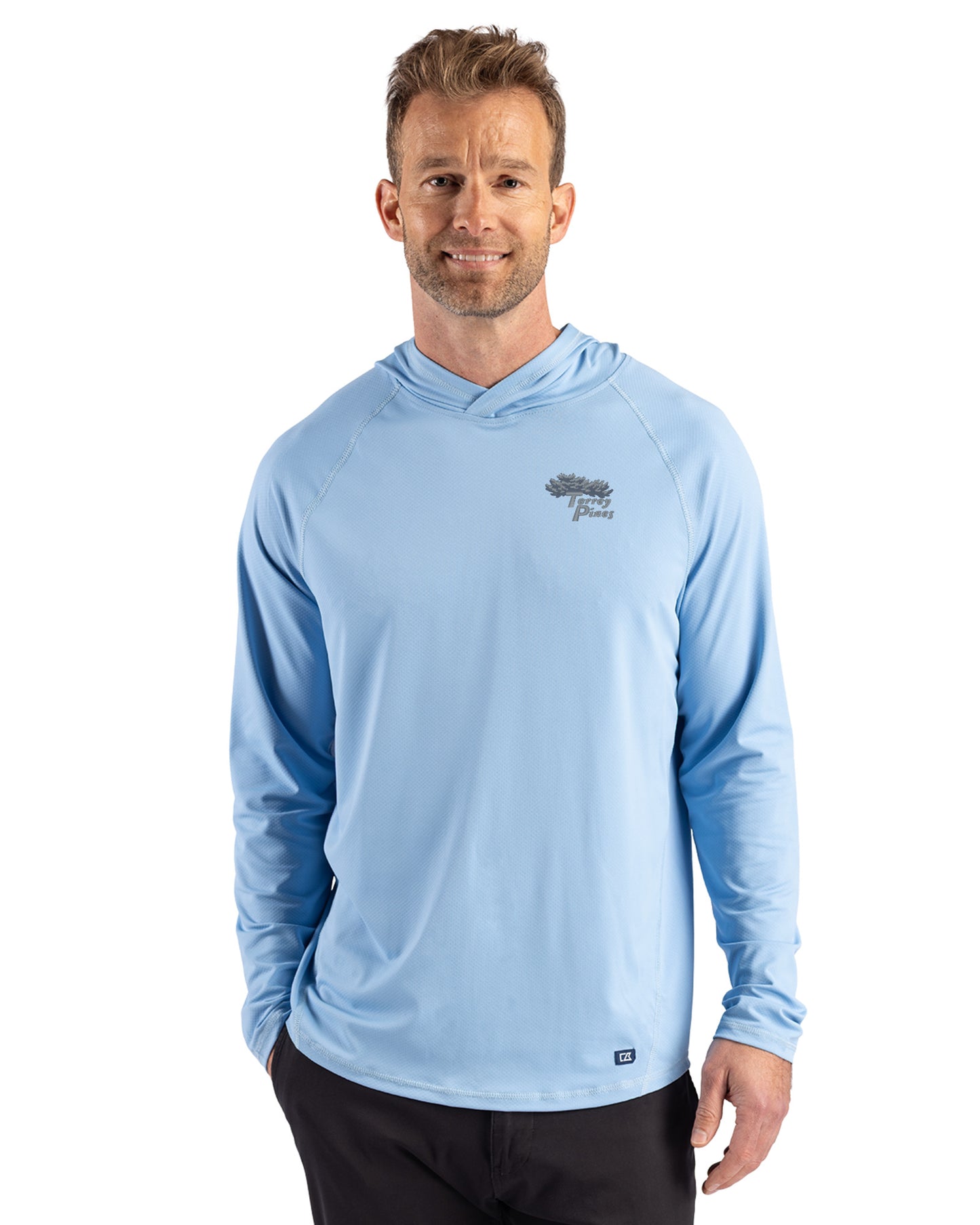 Torrey Pines Cutter & Buck Prospect Recycled Featherlight Stretch Mens Hooded Pullover