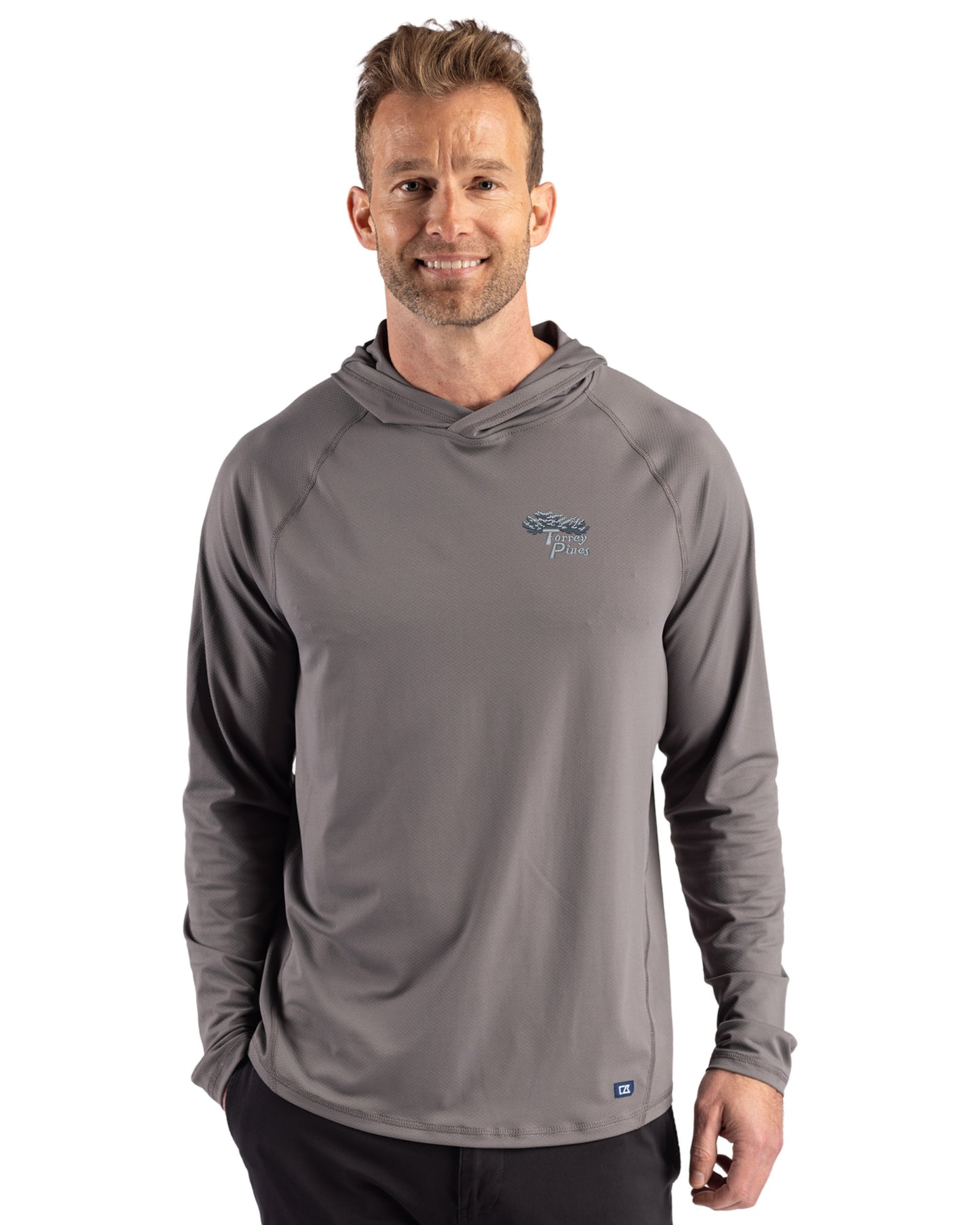 Torrey Pines Cutter & Buck Prospect Recycled Featherlight Stretch Mens Hooded Pullover