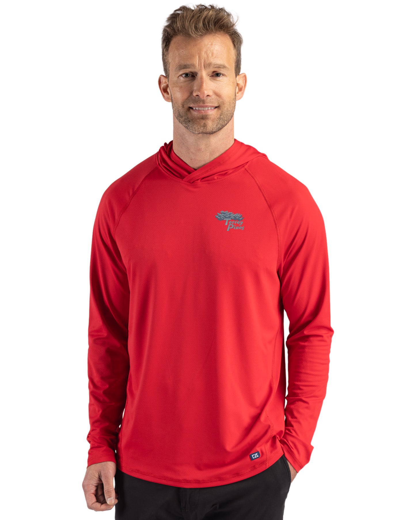 Torrey Pines Cutter & Buck Prospect Recycled Featherlight Stretch Mens Hooded Pullover